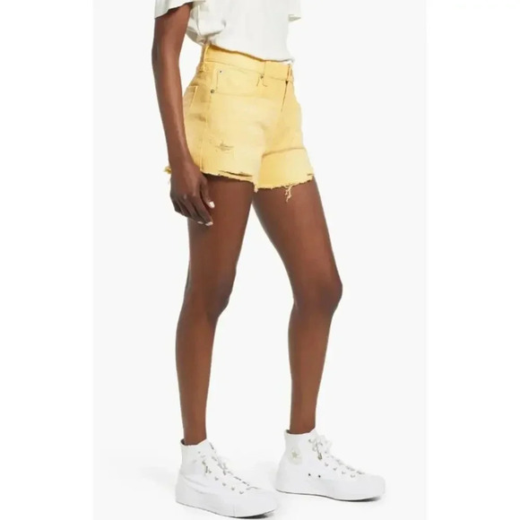 NWT STS Blue Layne 11'' High Rise Shorts Cut-Off Denim Raw Hem Marigold Size 27 - Picture 2 of 11